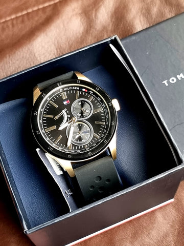 Tommy Hilfiger Men’s Quartz Black Silicone Strap Black Dial 44mm Watch 1791636